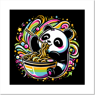 Panda Eating Ramen Posters and Art